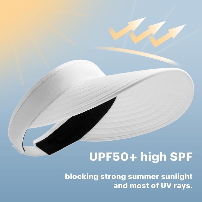 Wander Sun Visor Hats for Women Wide Brim UV Protection Adjustable Large Golf Beach Cap Packable Travel Sport Visor - Image 5